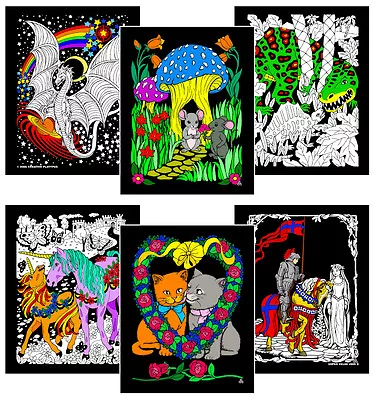 6-Pack Of 8x10 Velvet Posters - Unicorns Mice T-Rex Dragon Kittens Knight • $7.99