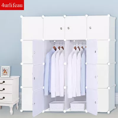$43.99 • Buy DIY 12 16 Cube Storage Cupboard Cabinet Wardrobe Rack Toy Book Shelves Compartme