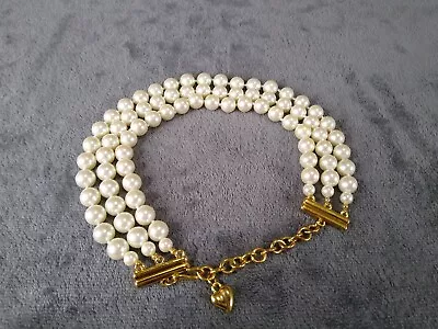 Vintage Carolee 3 Strand Faux Pearl Necklace • $34.59