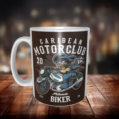 Pirate Themed Ceramic Gift Mug: Pirate Biker • £10