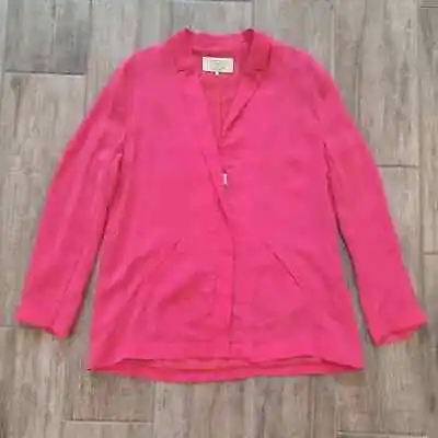 Zara Trafaluc Blazer Hot Bright Pink Barbie Front Zip Jacket Baggy Size M • $29.74