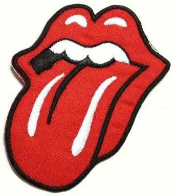 ROLLING STONES TONGUE IRON ON SEW ON EMBROIDERED PATCH 8cm X 6cm MUSIC BANDS • $7.95