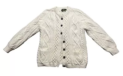 Vintage Hand Knit Aran Wool Hand Knit Cardigan Sweater Womens Prince Burren M/L • $35