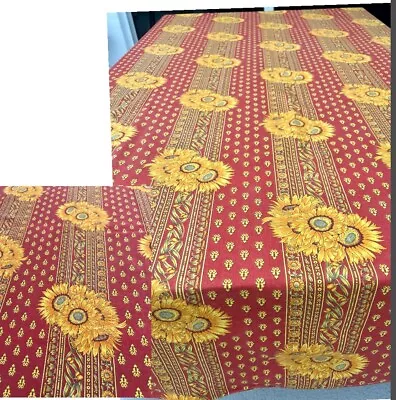 Vent Du Sud EUC Orange Yellow Sunflower Striped Tablecloth France 55 X82  • $49.99