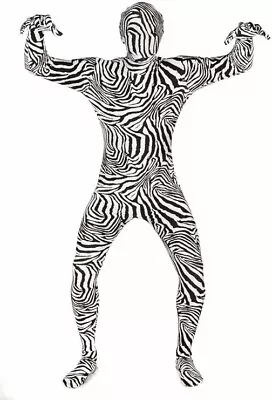 Morph Zebra Striped Print Full Body 2nd Skin Suit Halloween Costume Adult XXL • $20