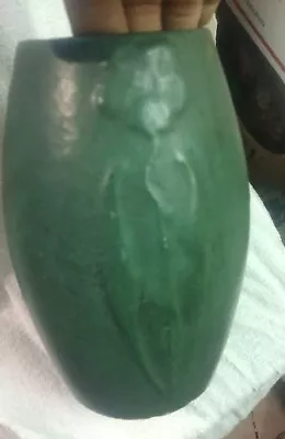 CLASSIC ZANESVILLE Pottery Matte Green Arts & Crafts  9  Floral Vase Flower Gift • $124.99