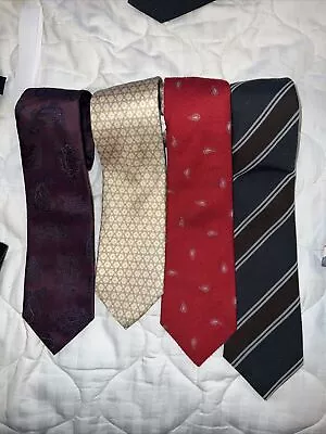 Isaia 7 Fold Tie Lot - 3 Silk - 1 Cotton Silk Blend • $120