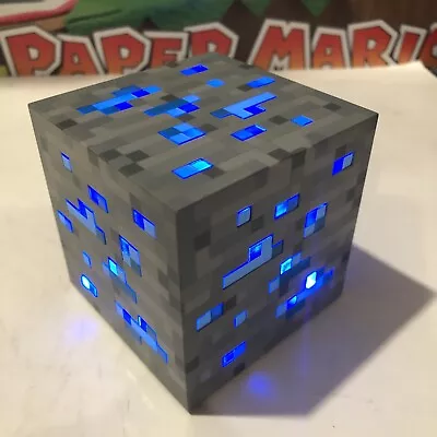 Minecraft ThinkGeek 2012 Bluestone Diamond Ore Nightlight Touch Cube Light 3”x3” • $11.40