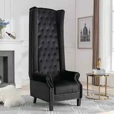 Trento Tall Upholstered Velvet Porter Chair In Black • £479.95