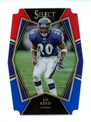 Ed Reed 2021 Panini Select #140 Premier Level Red And Blue Prizm Die Cut • $0.99