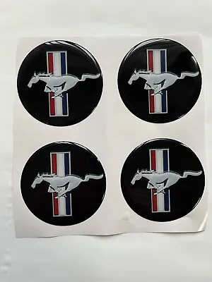 Set Of 4 Pcs Mustang Center Wheel Cap Stickers Decal Rims Emblem Logo Gas Tank • $14.70