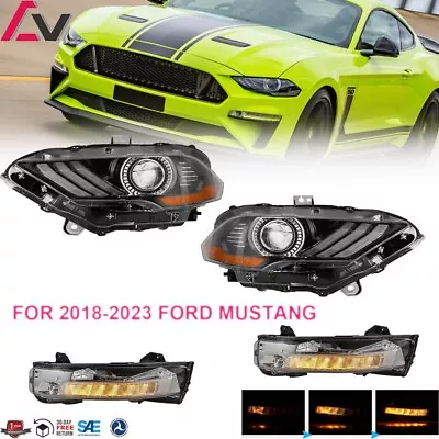 Fog Lights+Headlights For 2018-2023 Ford Mustang LED Signal Front DRL Clear Lamp • $699.98