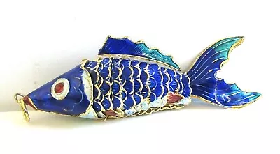 Large Enamel KOI Gold Fish Moveable Articulated Pendant Charm Cloisonné 4.5  • $195