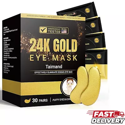 30 Pairs Under Eye Patches 24K Gold Under Eye Mask For Puffy Eyes Dark Circles • $14.58