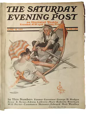 1915 Saturday Evening Post JC Leyendecker Cover Interwoven Socks Ad Complete Mag • $32.23