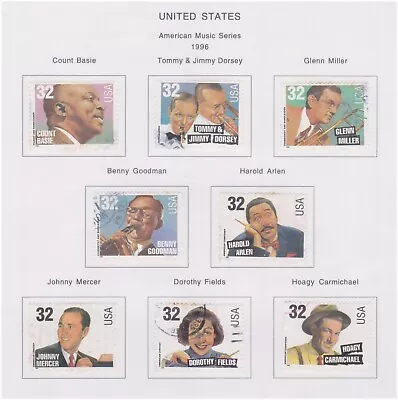 $20 • Buy (F162-63) 1996 USA Set Of 8stamps American Music Series (BM)