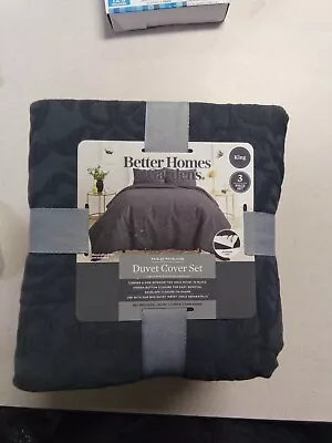 Better Homes Gardens 3piece Charcoal  Paisley  Matelasse Duvet Cover Set King  • $49