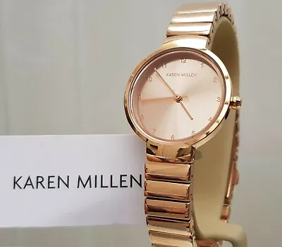 KAREN MILLEN Rose Gold Plated Bracelet Ladies Watch  RRP£169 NEW (KM24 • £43.99