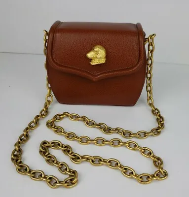 Vicenza Inc. 1993 Chain Crossbody Dog Head Chestnut Brown Shoulder Bag • $195