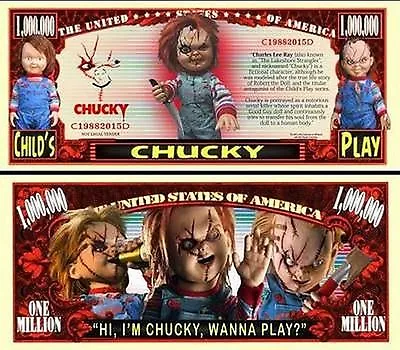 Chucky - Child's Play Million Dollar Bill Funny Money Novelty Note + FREE SLEEVE • $1.69