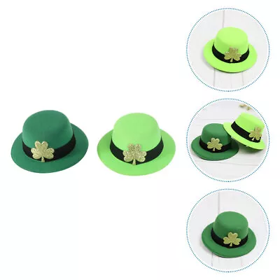  2 Pcs Mini Hair Clips Leprechaun Hat Green Top Hairpin Accessories Headgear • $7.75
