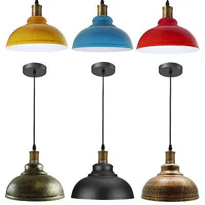 Kitchen Pendant Light Retro Industrial Loft Metal Hanging Ceiling Lampshade E27 • £17.80