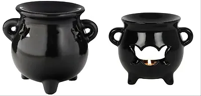 Black Cauldron Oil Burner Wicca Gothic Magic Wax Burner Halloween Triple Moon • £6.99