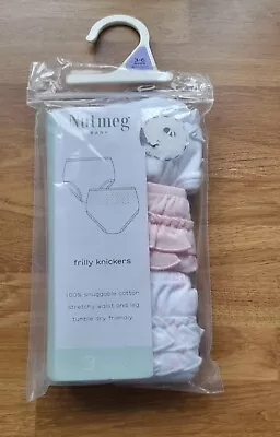 Baby Girls 3 Pack Of Frilly Pants/knickers Over Nappy Covers Size 3-6 Mths New  • £6.99