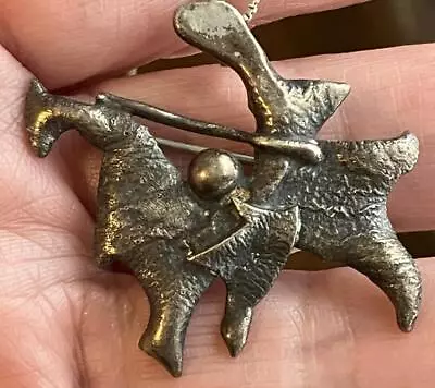 Unique Retro Mid Century Sterling Modernist Pendant / Pin Necklace Signed • $25