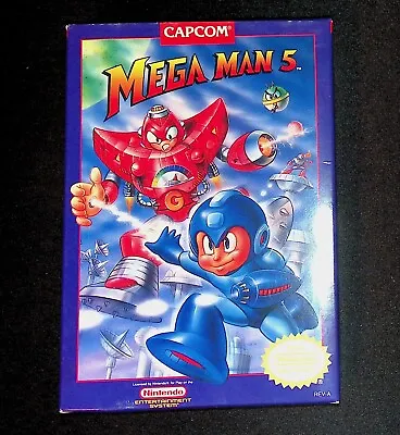 Mega Man 5 V Capcom Authentic Nintendo NES EXMT+ Condition COMPLETE N Box! • $637.49