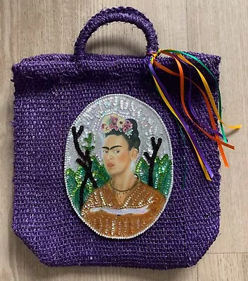 FRIDA KAHLO Handmade Purple Woven Sequin Handbag - 12 X 12 - NEW • $30