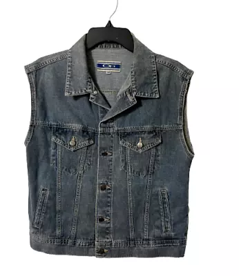 Vintage OP Ocean Pacific Blue Denim Vest Size Medium • $34.99