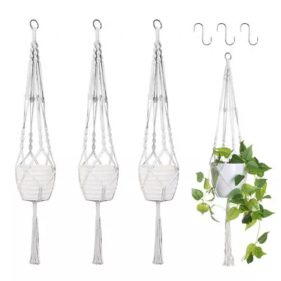 3Pcs Macrame Plant Hanger Garden Indoor Hanging Planter Basket Rope Pot Holder  • £6.99