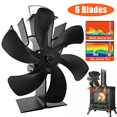 6 Blades Stove Fan Wood Stove Fan Fireplace Fan Heat Powered Fireplace Fan Eco- • $27.95