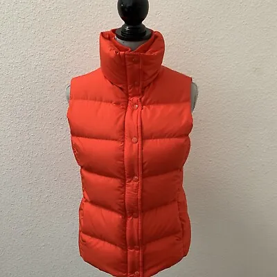 J Crew Orange Red Puffer Vest Size Small S Tiny Spots See Photos Warm • $35.99