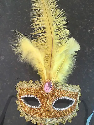 Feather Masquerade Ball Mask Venetian Glitter Fancy Dress Eye Mask • £5.22