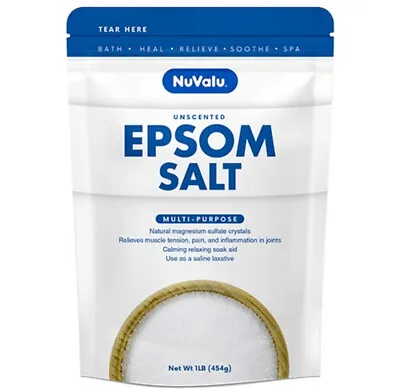 Nuvalu Epsom Salt Magnesium Sulfate (1lb) Scent Free Saline Laxative Relax • $4.99