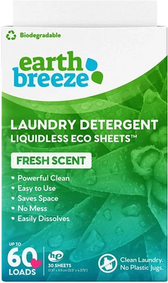 $15.50 • Buy Earth Breeze Laundry Detergent Sheets - Fresh Scent - No Plastic Jug (60 Loads)*