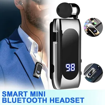 £17 • Buy Retractable Headset Stereo Wireless Earpiece Collar Clip On Earphones S~