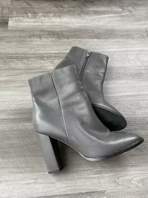 Seychelles Gray Leather Booties Size 9 Boots Zip Heeled • $30.95