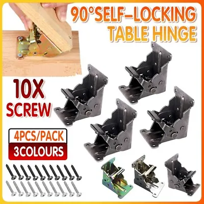 $16.95 • Buy 4*90 Degree Folding Table Leg Brackets Self Lock Foldable Hinge DIY Heavy Load