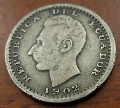 Ecuador 1902 Silver Decimo (Un) Circulated • $10