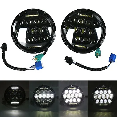 Pair 7 Inch LED Headlights Hi/Lo Beam Round For Jeep Wrangler JK TJ CJ 1997-2018 • $35.71