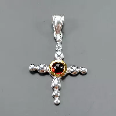 Vintage Jewelry Garnet Pendant 925 Sterling Silver  /NP34030 • $4.99