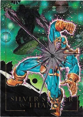 SILVER SURFER Vs. THANOS 1992 Marvel Masterpieces Spectra Etch Card #2-D • $10.95