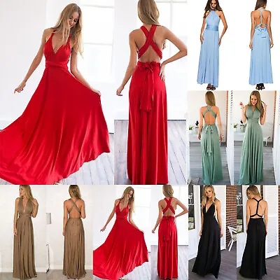 Women Maxi Multiway Wrap Dress Bridesmaid Cocktail Evening Party Infinity Dress • £14.65