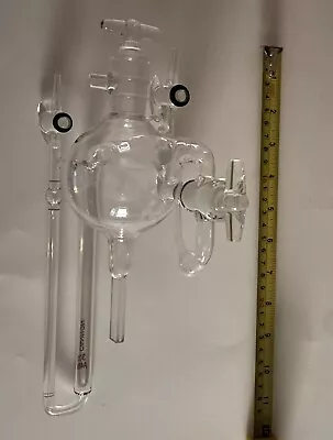 Vintage Chemical Glass. Round Bottom Flask With Condenser Viscometer & Valves. • $499.99