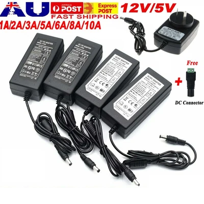 $8.99 • Buy 5/12/24V Power Supply Adapter Transformer AC DC 2A 5A 10A For LED Lights Cameras
