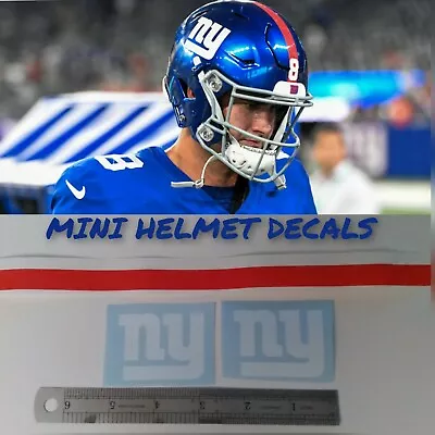 New York Giants MiNi Helmet Decals Vinyl Shiny White Logos 2 X1.5  Red Stripe  • $16