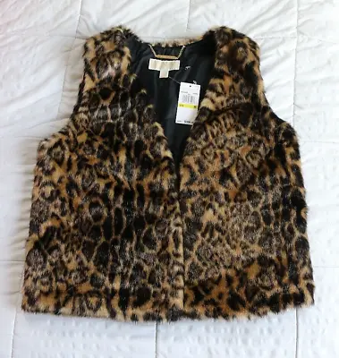 Michael Kors Animal Print Faux Fur Vest Size M/910 Retail $300 • $59.99